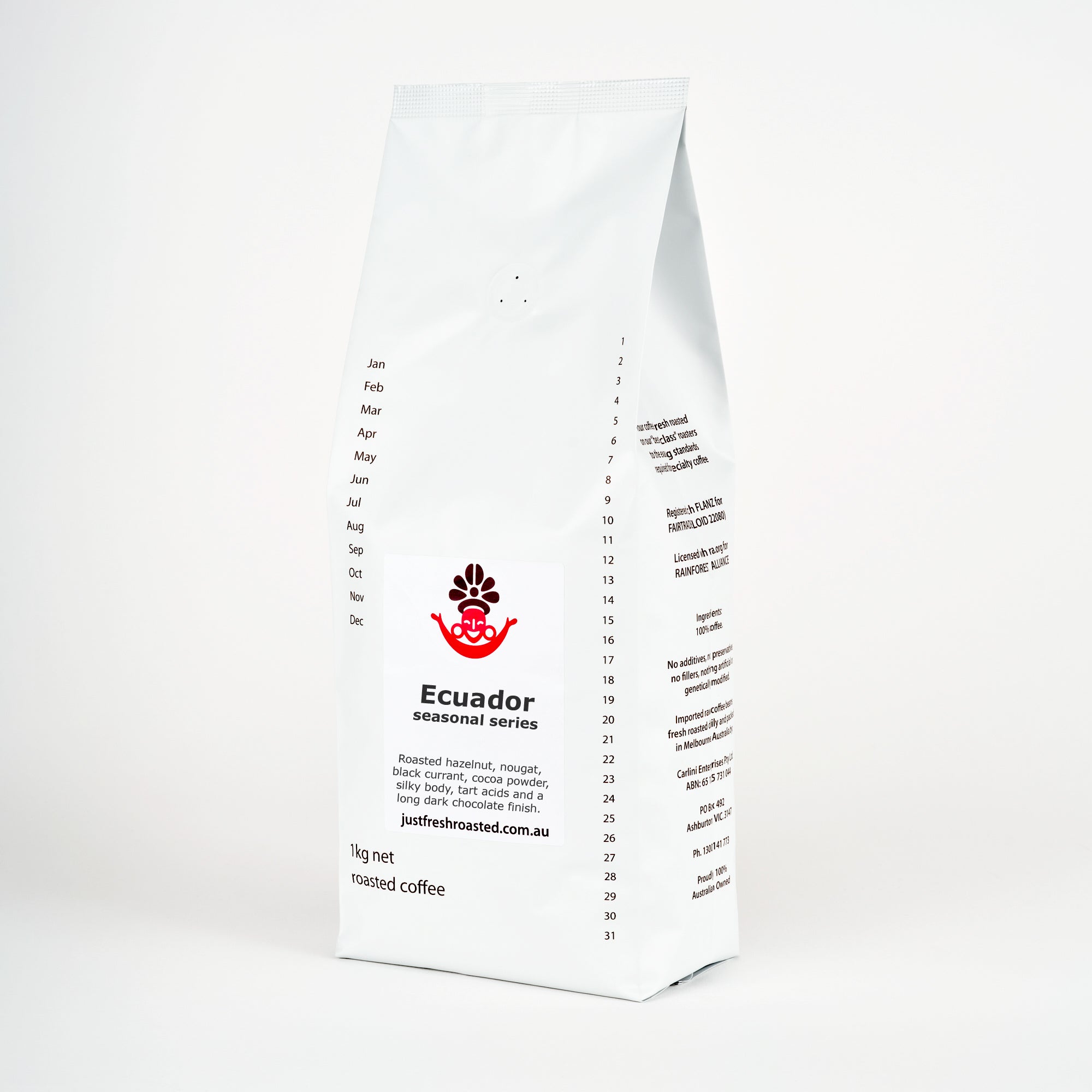 JustFreshRoasted has new crop Ecuador coffees available in 1kg packs.