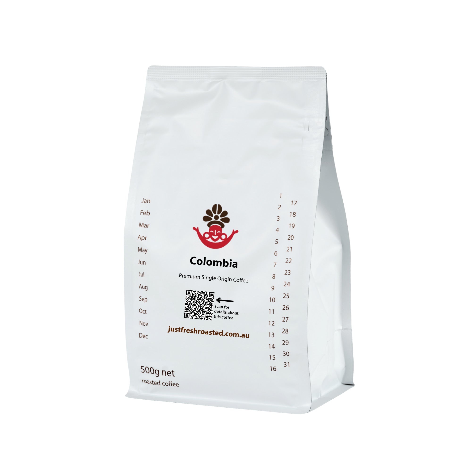 500g bag of quality simgle origin Colombia roasted coffee beans