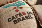 Bag of green coffee beans from Brazil